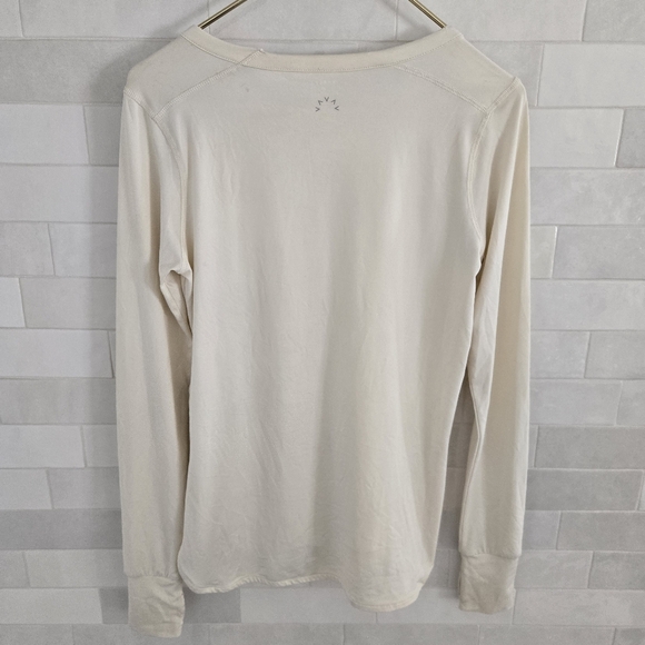 Varley Kearney Long Sleeved Top Blush Marl Cream Ivory Thumbholes Scoop Neck XS - Picture 9 of 10